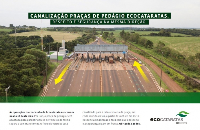 Com encerramento da concessão, Ecocataratas canalizará tráfego nas praças de pedágio