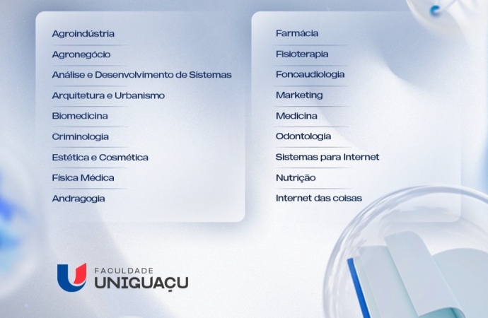 Conheça os cursos que fazem parte da votação para completar a grade de ensino da Faculdade UNIGUAÇU