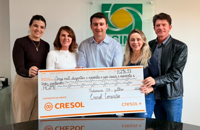 Cooperados da Cresol Conexão destinam mais de R$ 11 mil para a ACIME por meio do programa Cresol+