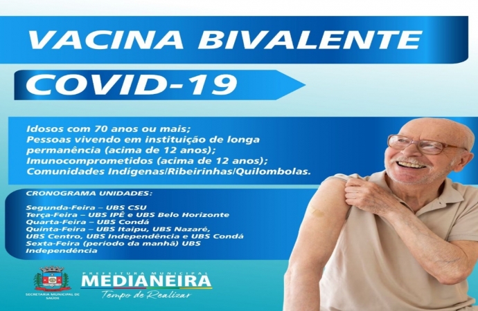 Covid-19: Saúde de Medianeira começa a aplicação da vacina bivalente