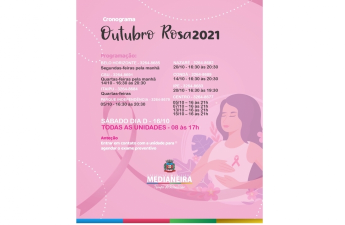 Cronograma do Outubro Rosa 2021 em Medianeira