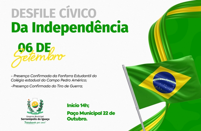 Desfile cívico da independência será realizado em Serranópolis do Iguaçu
