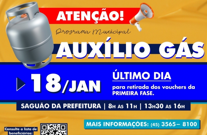 Entrega final de vouchers da primeira fase do programa ‘Auxílio Gás’ será dia 18 de janeiro