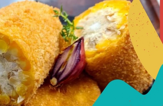 Espiga de milho verde empanada e frita
