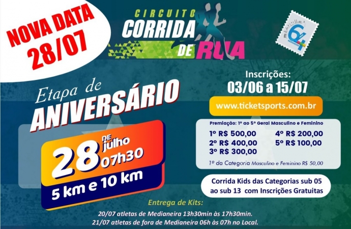 Estão abertas as inscrições para a Etapa de Aniversário do Circuito de Corridas de Rua de Medianeira