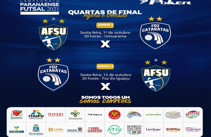 Foz Cataratas Futsal faz seu primeiro jogo pelas quartas de final nesta sexta