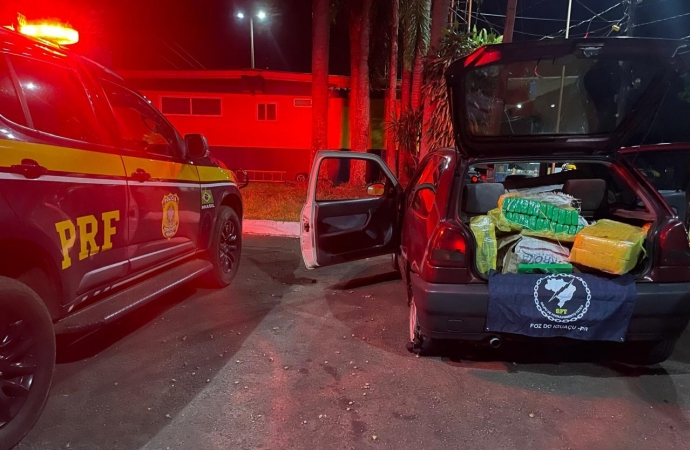 Fuga frustrada: PRF intercepta 200 quilos de maconha na BR-277