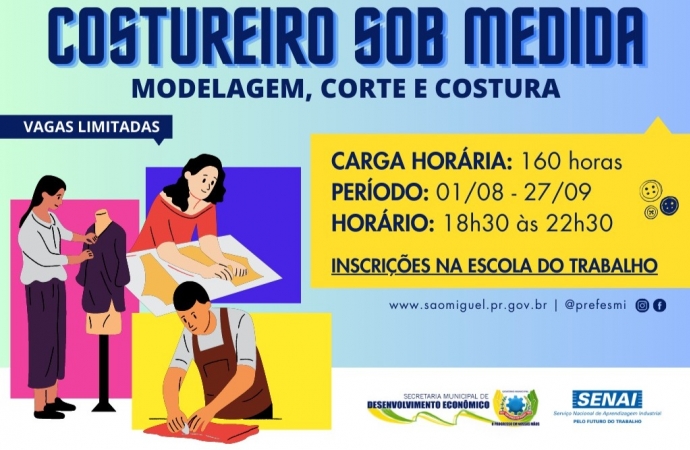 Governo Municipal abre inscrições para curso de costureiro sob medida