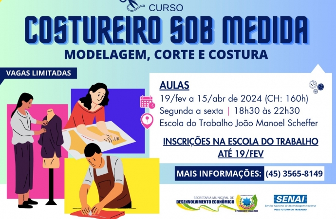 Governo Municipal abre inscrições para nova turma do curso de costureiro sob medida