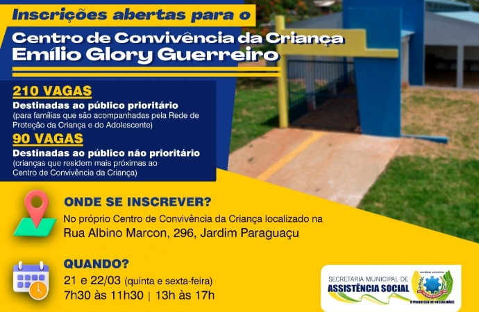 Governo Municipal de São Miguel do Iguaçu abre inscrições para o Centro de Convivência da Criança