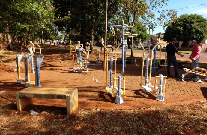 São Miguel do Iguaçu inicia instalação de nova academia ao ar livre no Bairro Floresta