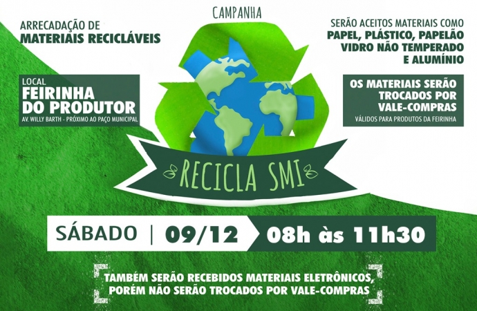 Governo Municipal realiza etapa mensal da campanha Recicla SMI neste sábado (09)