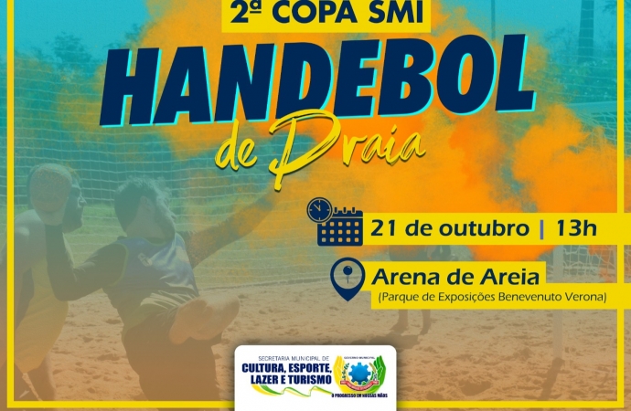 Governo Municipal vai realizar a 2ª Copa SMI de Handebol de Praia neste sábado (21)