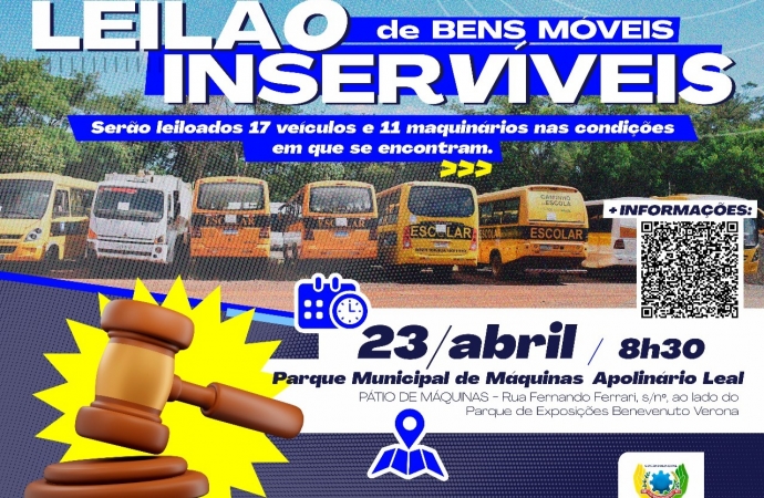 Governo Municipal vai realizar leilão de bens móveis inservíveis