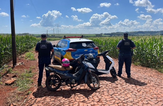 Guarda Municipal de São Miguel do Iguaçu recupera duas motocicletas em meio a plantação de milho