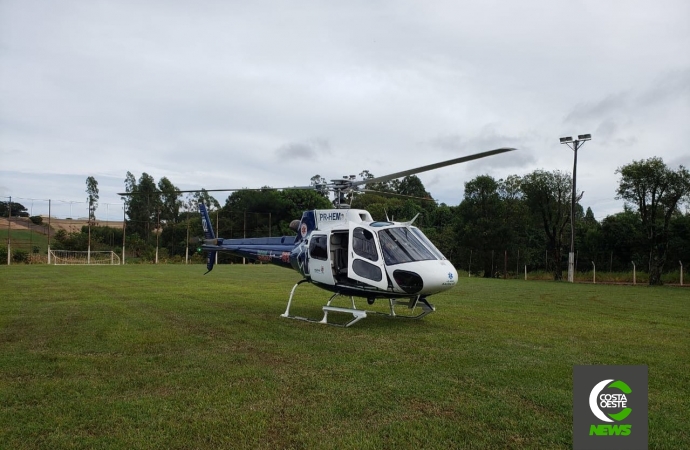 Helicóptero do Consamu realiza transferência de jovem de 18 anos em Vera Cruz do Oeste