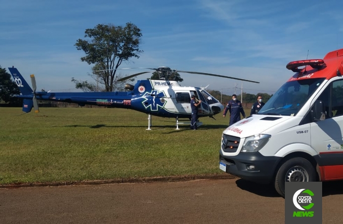 Helicóptero do Consamu realiza transferência de paciente de Santa Helena para hospital da região
