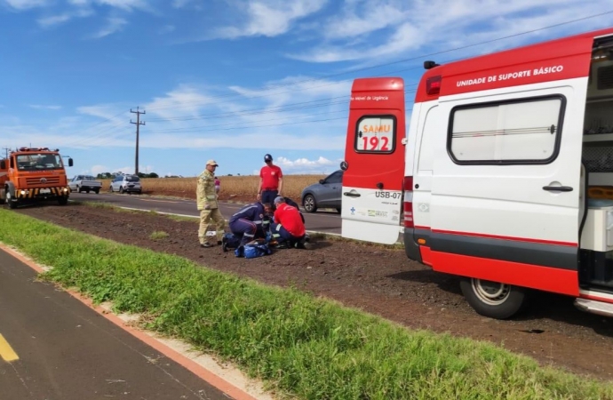 Homem fica ferido em queda de moto na PR 488 em Santa Helena