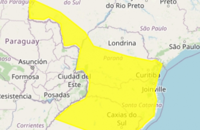 INMET alerta para risco de tempestade para região oeste entre domingo, 06, e segunda, 07