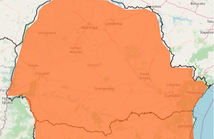 Inmet emite alerta de tempestade para todos os municípios do Paraná nesta quarta-feira (10)