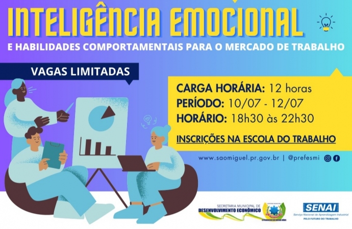 Inscrições abertas para o curso ‘Inteligência Emocional e Habilidades Comportamentais para o Mercado de Trabalho