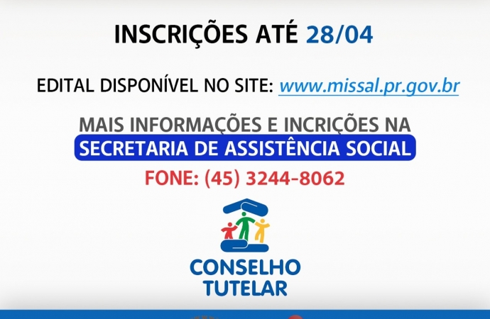 Inscrições para eleição do Conselho Tutelar de Missal encerram nesta sexta-feira (28)