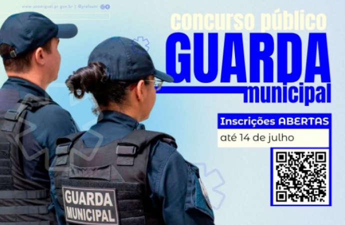 Inscrições para o concurso da Guarda Municipal seguem até o próximo dia 14