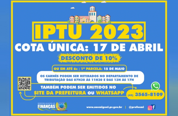 São Miguel do Iguaçu: IPTU 2023 já está disponível para retirada ou emissão online