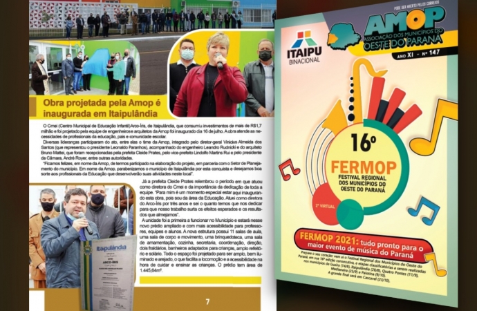 Itaipulândia é destaque na Revista da AMOP pela inauguração do CMEI Arco-Íris