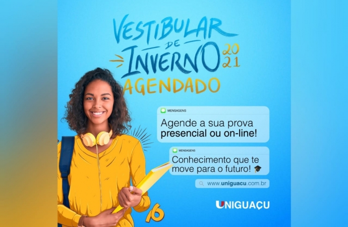 Já estão abertas as inscrições para o vestibular de inverno agendado da UNIGUAÇU