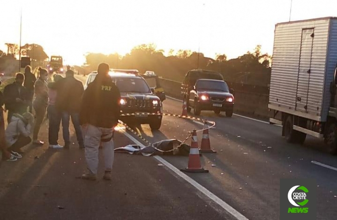 Jovem morre atropelada na BR 277 em Medianeira