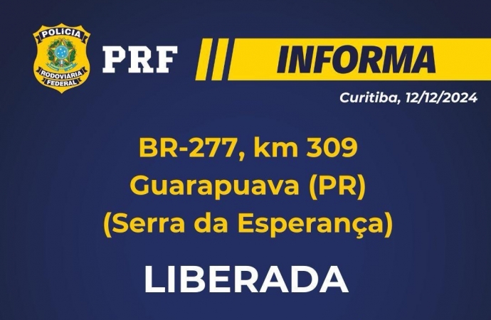 Liberação da rodovia BR-277, na Serra da Esperança, em Guarapuava (PR)