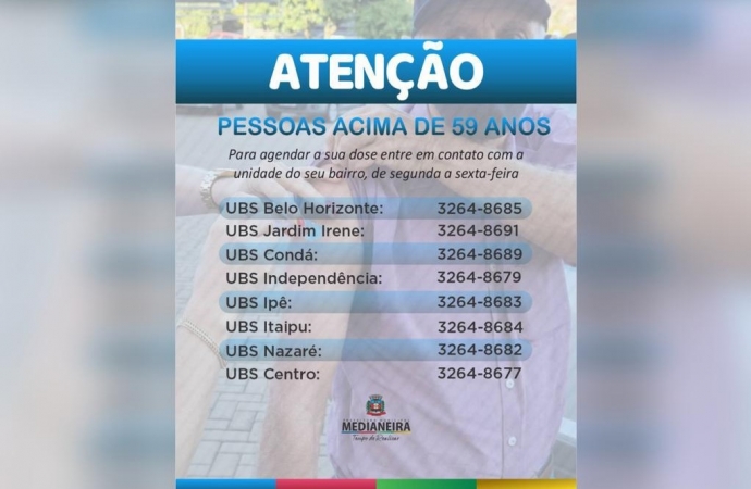 Medianeira inicia vacinação para pessoas de 59 anos contra Covid-19