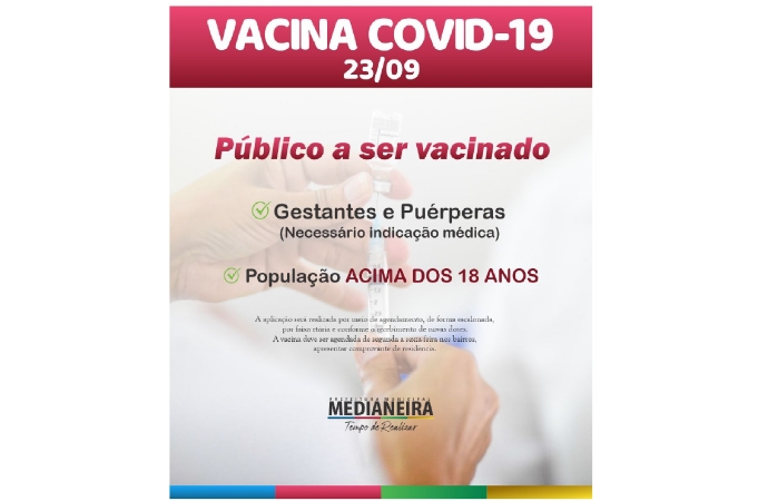 Medianeira vacina população em geral acima de 18 anos