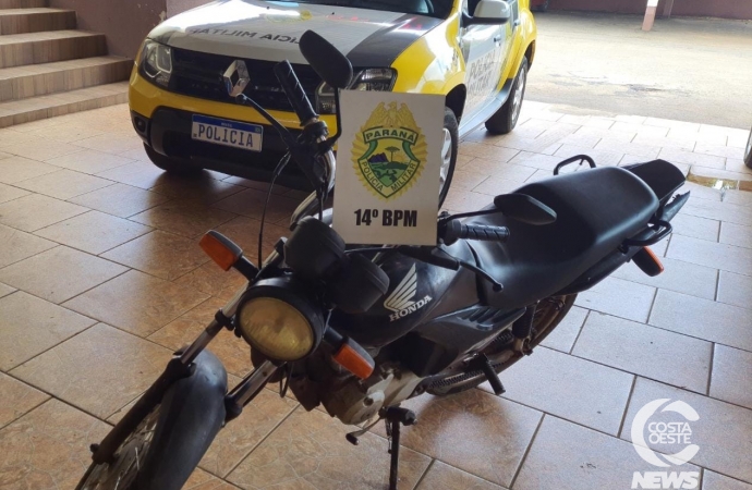 Moto usada em roubo a farmácia em Itaipulândia é recuperada pela Polícia Militar na PR-497