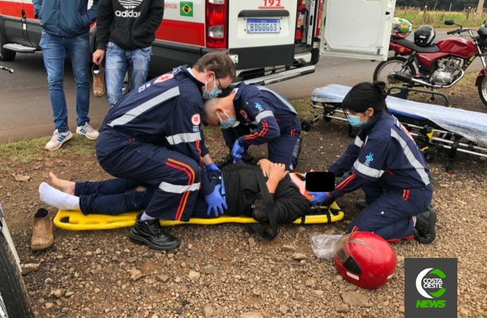 Motociclista fica ferido em acidente na PR 488 em Santa Helena