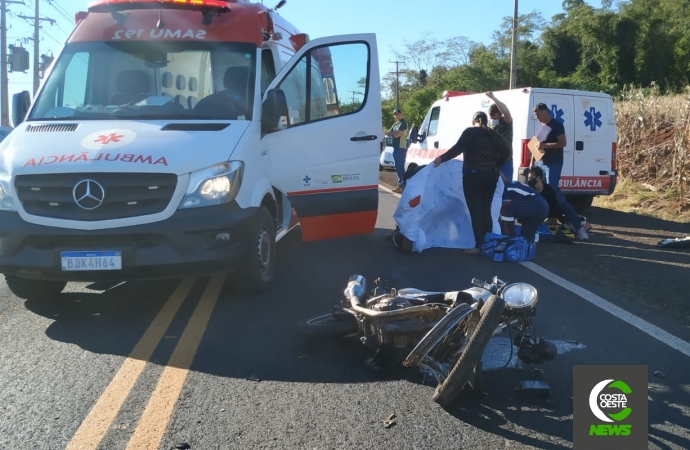 Motociclista tem perna e braço decepados em acidente na PR 488 em Santa Helena