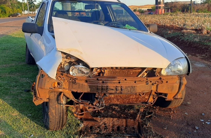 Motorista colide veículo em palmeira na PR 488, em Santa Helena