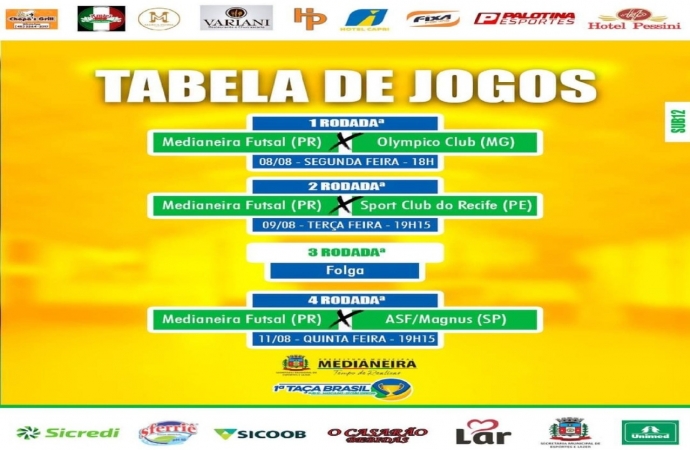 Nesta segunda-feira (08) inicía em Medianeira a Taça Brasil de Futsal