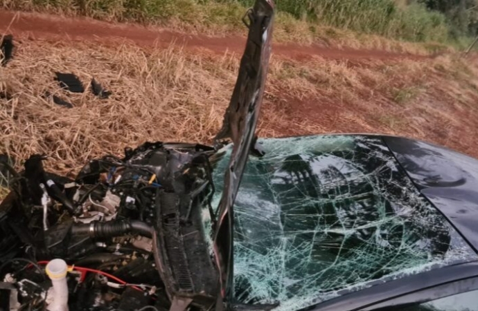 Vera Cruz do Oeste: condutor atravessa pista e cai em barranco de difícil acesso