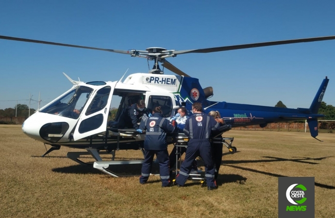 Paciente com suspeita de AVC em Santa Helena é transportado de helicóptero para Toledo