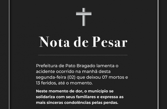 Pato Bragado decreta luto oficial de três dias em respeito as vítimas de trágico acidente