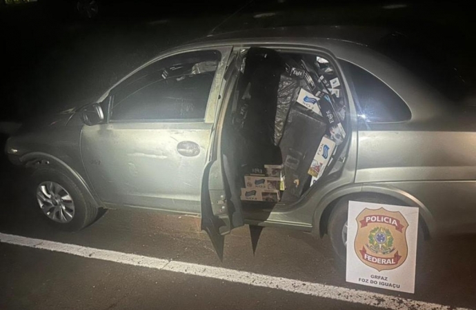 PF apreende veículo com cigarros contrabandeados em Itaipulândia