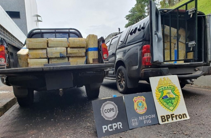 PF e Forças Estaduais apreendem 910 Kg de maconha em Santa Helena