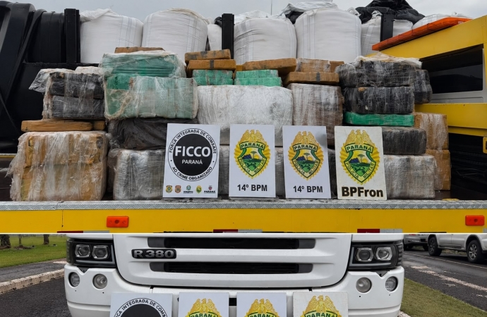 PM apreende 2,25 toneladas de maconha escondidas em carga de arroz em São Miguel do Iguaçu