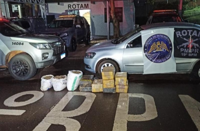 PM apreende carro com mais de 100 quilos de maconha e murruga que saiu de Santa Helena