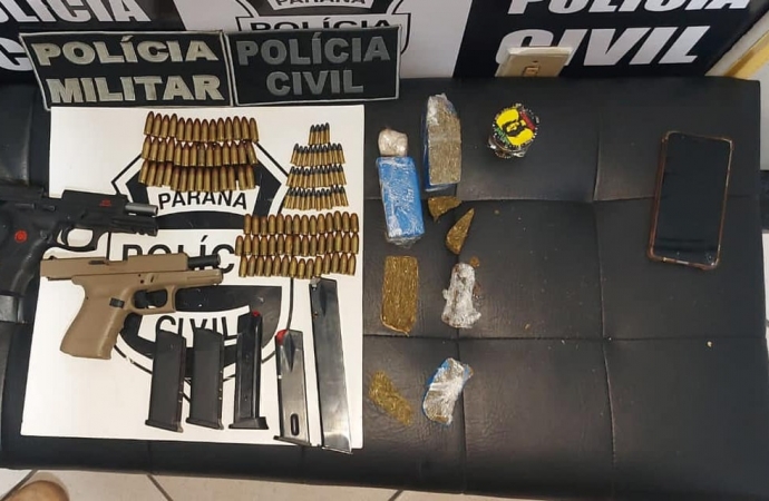 Polícia Civil e P2 da Polícia Militar apreendem armas, munições e drogas em Santa Terezinha