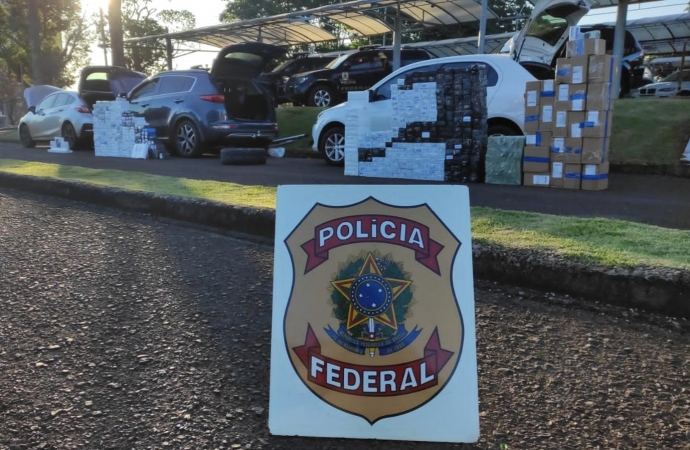 PF prende três pessoas com carga milionária de mercadorias contrabandeadas em Foz do Iguaçu