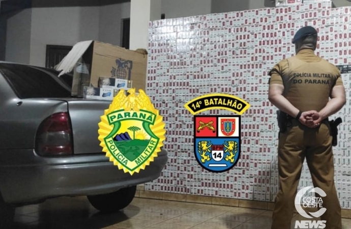 Polícia Militar de Itaipulândia apreende veículo carregado com cigarros e detém motorista