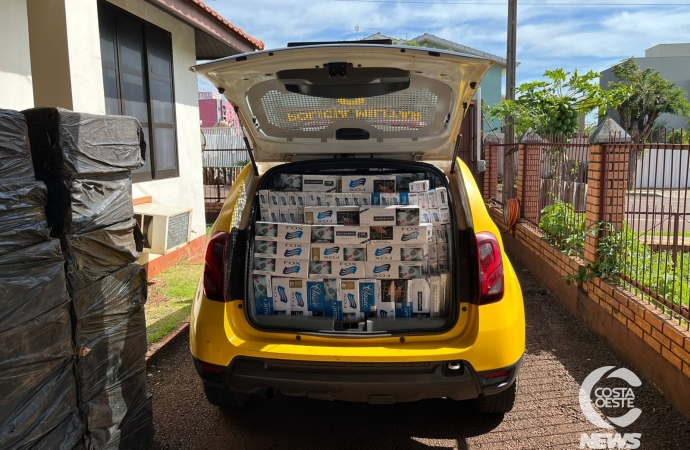 Polícia Militar de Itaipulândia apreende veículo lotado de cigarros